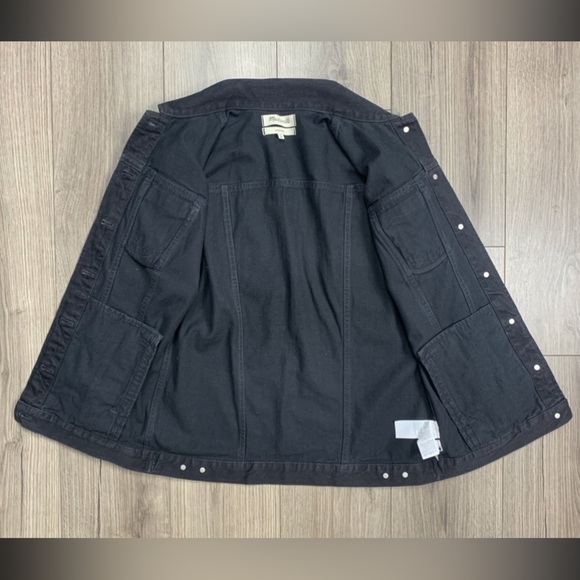 Madewell The Oversized Denim Jean Button Up Jacket Collared Black Size‎ XS G7501 - Picture 14 of 16